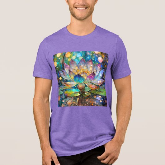 Illuminated Blooming Lotus Flower トライブレンドTシャツ (正面)