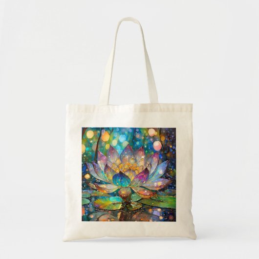 Illuminated Blooming Lotus Flower トートバッグ (正面)