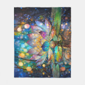 Illuminated Blooming Lotus Flower フリースブランケット (正面)