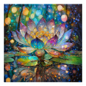Illuminated Blooming Lotus Flower ポスター (正面)