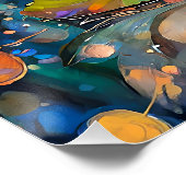 Illuminated Blooming Lotus Flower ポスター (コーナー)