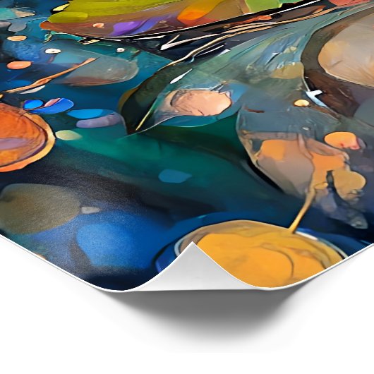 Illuminated Blooming Lotus Flower ポスター (コーナー)