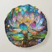 Illuminated Blooming Lotus Flower ラウンドクッション (裏面)