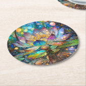 Illuminated Blooming Lotus Flower ラウンドペーパーコースター (アングル)