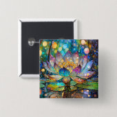 Illuminated Blooming Lotus Flower 缶バッジ (正面&裏面)