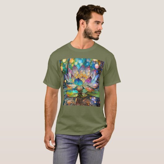 Illuminated Blooming Lotus Flower Tシャツ (正面フル)