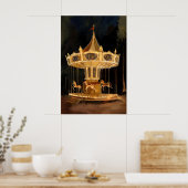 Illuminated Carousel Art Print Vintage Carnival ポスター (キッチン)