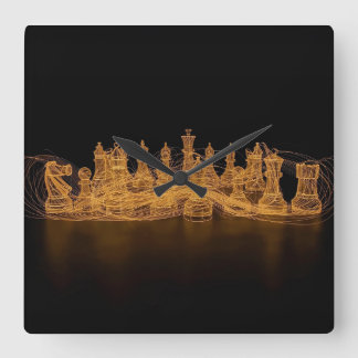 Illuminated Chess Pieces Wall Clock スクエア壁時計
