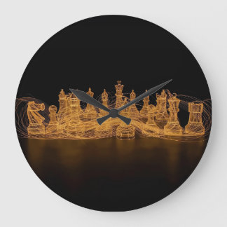 Illuminated Chess Pieces Wall Clock ラージ壁時計