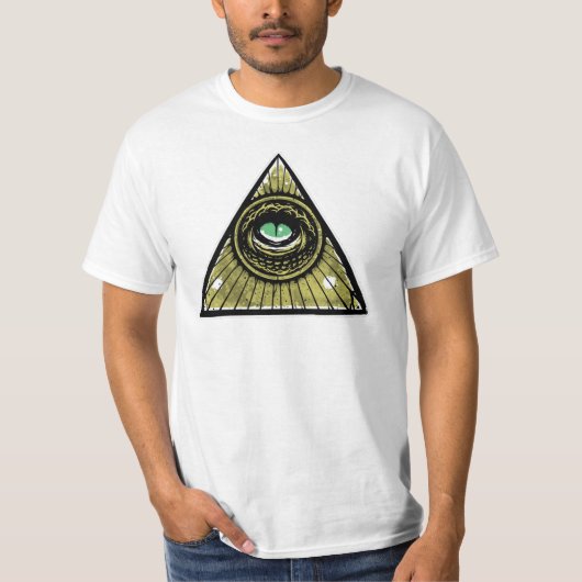 IlluminatiのヒップスターのReptilianの目のピラミッド Tシャツ (正面)