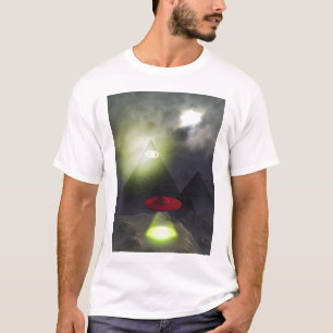 IlluminatiのピラミッドおよびUFOのワイシャツ Tシャツ