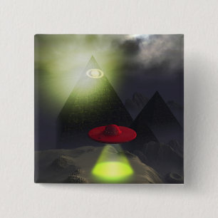 IlluminatiのピラミッドおよびUFOボタン 缶バッジ