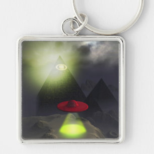 IlluminatiのピラミッドおよびUFO Keychain キーホルダー