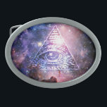 Illuminatiの星雲 卵形バックル<br><div class="desc">こんにちはそして歓迎、このデザインは自分自身によって実現されました。 
このデザインは星雲の真中で宇宙の景色で神意の目を、示します。

#illuminatiの#funnygiftの#nebulaの#spaceの#eyesofprovidenceの#uniquegiftの#universe、</div>