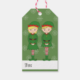 illusimaの少女と少年エルフのクリスマススノーフレーク ギフトタグ