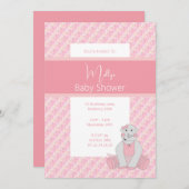 illusimaピンクトーンフローラベビーシャワー 招待状 (正面/裏面)