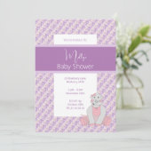 illusimaピンクパープルトーンフローラベビーシャワー 招待状 (スタンド正面)