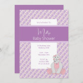illusimaピンクパープルトーンフローラベビーシャワー 招待状 (正面/裏面)
