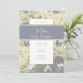 illusima紫色の水彩花模様ベビーシャワー 招待状 (スタンド正面)