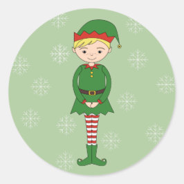 illusima クリスマス男の子エルフ雪の結晶 グリーン ラウンドシール