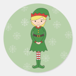 illusima クリスマス ガール エルフ スノーフレーク グリーン ラウンドシール