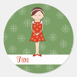 illusima クリスマス ガール スノーフレーク ラウンドシール