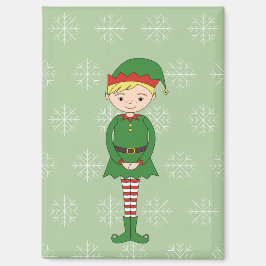 illusima クリスマス 男の子 エルフ 雪の結晶 グリーン マグネット