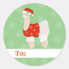 illusima バレエ ラマ クリスマス スノーフレーク グリーン ラウンドシール