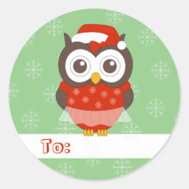 illusima フクロウ バレリーナ クリスマス スノーフレーク グリーン ラウンドシール