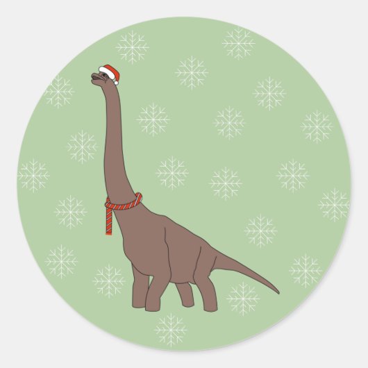 illusima ブラウン ロングネック 恐竜 クリスマス ラウンドシール (正面)