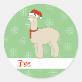 illusima ラマ クリスマス スノーフレーク グリーン ラウンドシール