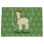 illusima ラマ クリスマス スノーフレーク グリーン ラージペーパーバッグ (正面)