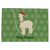 illusima ラマ クリスマス スノーフレーク グリーン ラージペーパーバッグ (裏面)