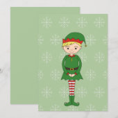 illusima 少年エルフの雪の結晶 グリーン クリスマスカード (正面/裏面)