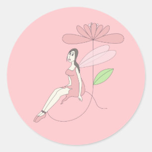 illusima 花の上のバレリーナ・妖精 バレエ ピンク ラウンドシール