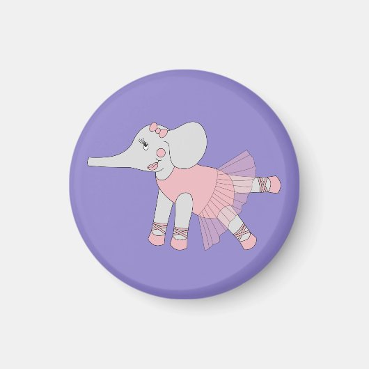 illusima Ballerina Elephant Light Purple マグネット (正面)