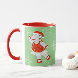 illusima Ballerina Hippo Christmas Snowflakes Mug マグカップ