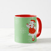 illusima Ballerina Hippo Christmas Snowflakes Mug マグカップ (正面右)