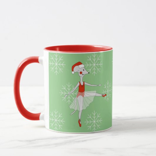 illusima Ballerina Mouse Christmas Snowflakes マグカップ (左)