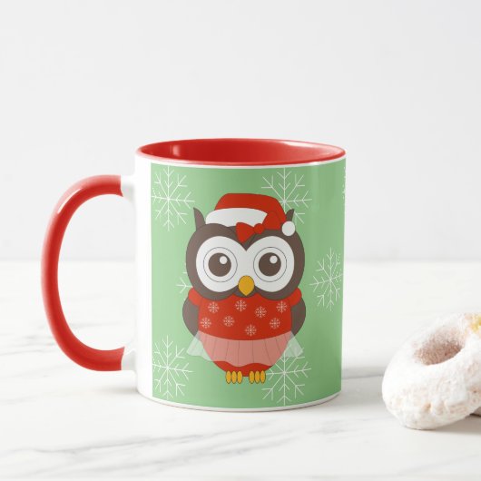 illusima Ballerina Owl Christmas Snowflakes Mug マグカップ (ドーナツ)
