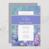 illusima Bohoウォーターカラーワイルドフラワーベビーシャワー 招待状 (正面/裏面)