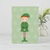 illusima Boy Elf Snowflakes Green Christmas Card (スタンド正面)