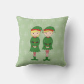illusima Christmas Elves Snowflakes Green クッション (裏面)
