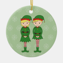 illusima Christmas Elves Snowflakes Green セラミックオーナメント