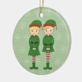 illusima Christmas Elves Snowflakes Green セラミックオーナメント (左)