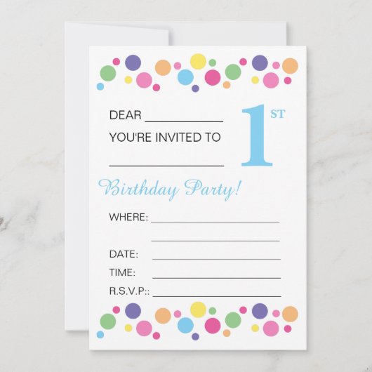 illusima circles, Blue Back, 1st誕生日パーティー 招待状 (正面)