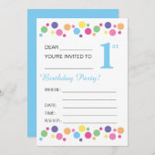 illusima circles, Blue Back, 1st誕生日パーティー 招待状 (正面/裏面)