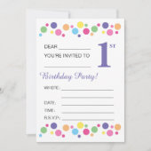 illusima circles, Purple Back, 1st Birthdayパーティー 招待状 (正面)