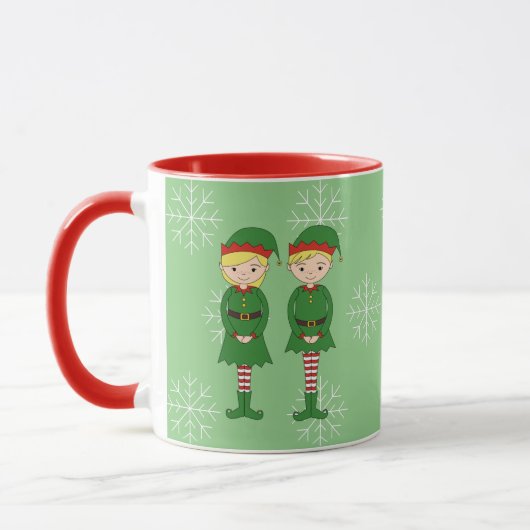 illusima Elf Kids Christmas Snowflakes Light Green マグカップ (左)