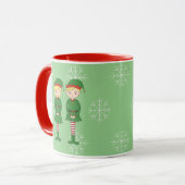 illusima Elf Kids Christmas Snowflakes Light Green マグカップ (正面左)